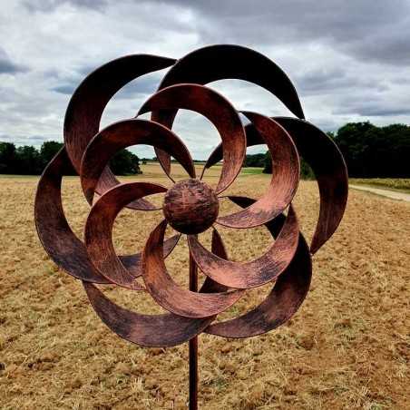 Éolienne décorative de jardin en fer cuivrée brossée modèle SULLY