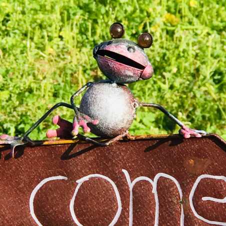 Pic, tuteur décoratif de jardin welcome grenouille