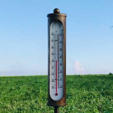 Pic, thermomètre de jardin en fer couleur bronze