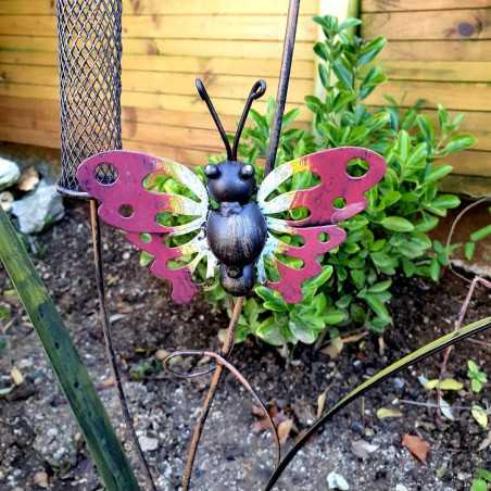 Pic de jardin décoratif, mangeoire à oiseaux en fer motif papillon