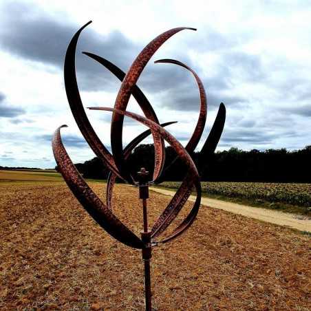 sculpture moulin a vent de jardin éolienne mobile en fer
